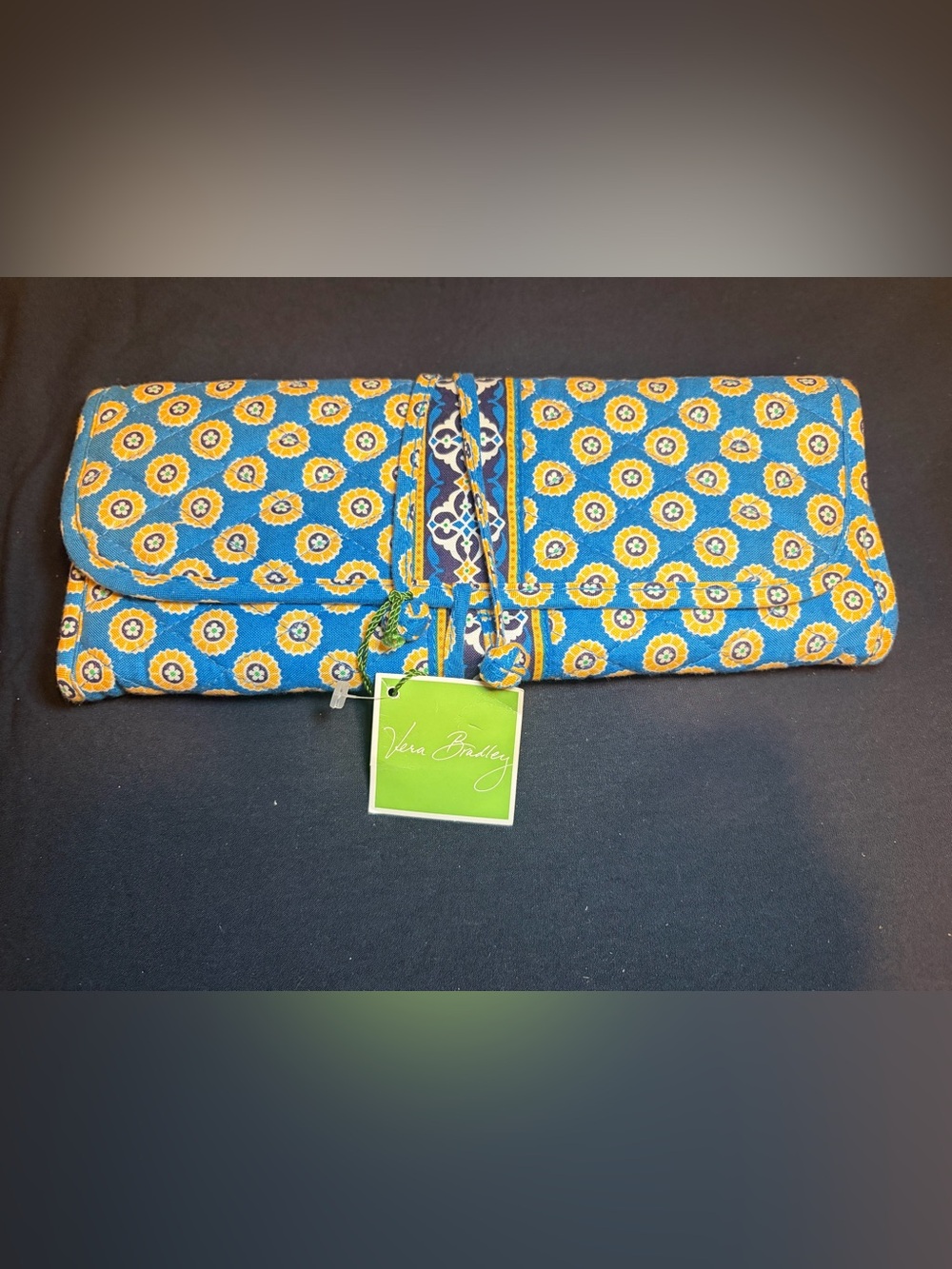 Vera Bradley Blue and Yellow Floral Accent Brush holder & Brush Set + A GIFT 🎁
